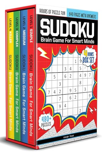 Sudoku - Brain Games For Smart Minds Box Set Of 4 Books : Brain Booster Puzzles for Kids, 480 + Fun Games. Combo of Easy, Hard, Killer, Complex Levels.: Box Set of Books Levels 1-4 [Paperback] Wonder House Books