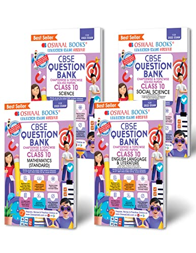 Oswaal CBSE Question Bank Class 10 English, Science, Social Science & Math Standard (Set of 4 Books) (For 2023 Exam)