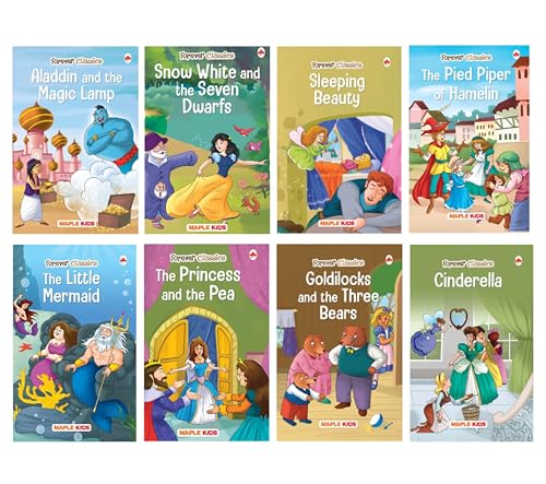 Story Books for Kids (Set of 8 Books) (Illustrated) - Aladdin, Goldilocks, Pied Piper of Hamelin, Goldilocks…Little Mermaid [Paperback] Maple Press