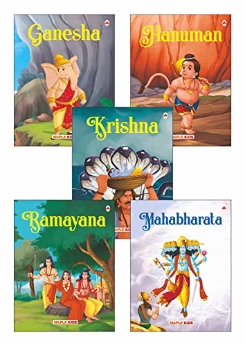 Inez My First Mythology Tale (Illustrated) (Set Of 5 Books) - Mahabharata, Krishna, Hanuman, Ganesha, Ramayana - Story Book For Kids - English Short Stories With Colourful Pictures - Read Aloud To Infants, Toddlers