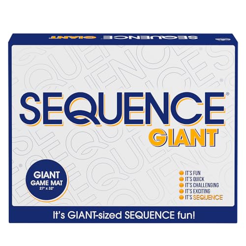 Jax Giant (aka Jumbo) SEQUENCE Game - Box Edition with Cushioned Mat, Cards and Chips, Package Colors May Vary , Blue, 27" x 32"