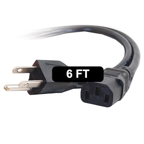 C2G 6FT Premium Replacement AC Power Cord - Durable Power Cable for TV, Computer, Monitor, Appliance & More (24240), Pack of 1