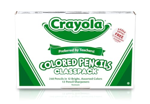 Crayola Colored Pencils Classpack (240 Ct), Bulk Classroom Supplies, Colored Pencils for School, 12 Assorted Colors, Nontoxic