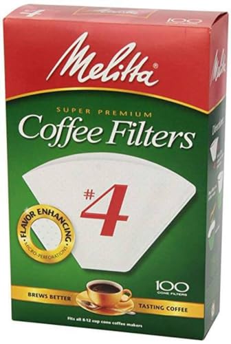 Melitta #4 Cone Coffee Filters, White, 100 Total Filters Count - Packaging May Vary