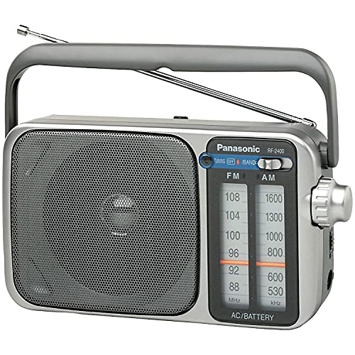 Panasonic Portable AM _ FM Radio, Battery Operated Analog Radio, AC Powered, Silver (RF-2400D)