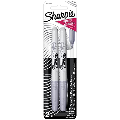 Sharpie Metallic Permanent Markers, Fine Point, Silver, 2 Count