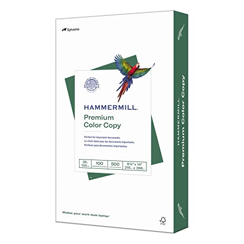 Hammermill Printer Paper, Premium Color 28 lb Copy Paper, 8.5 x 14-1 Ream (500 Sheets) - 100 Bright, Made in the USA