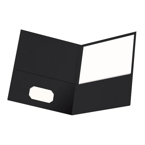 Oxford Twin-Pocket Folders, Textured Paper, Letter Size, Black, Holds 100 Sheets, Box of 25 (57506EE), 8-1_2 x 11