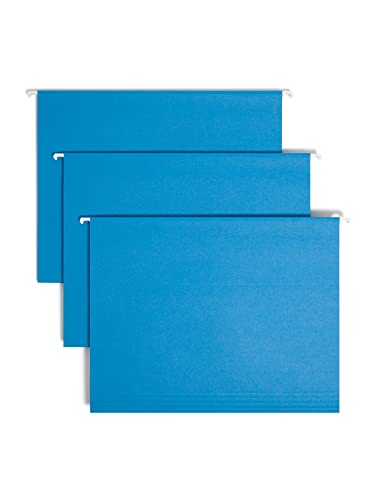 Smead Colored Hanging File Folder with Tab, 1_5-Cut Adjustable Tab, Letter Size, Sky Blue, 25 per Box (64068)