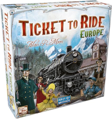 Ticket to Ride Europe Board Game | Train Route-Building Strategy Game | Fun Family Game for Kids and Adults | Ages 8+ | 2-5 Players | Average Playtime 30-60 Minutes | Made by Days of Wonder