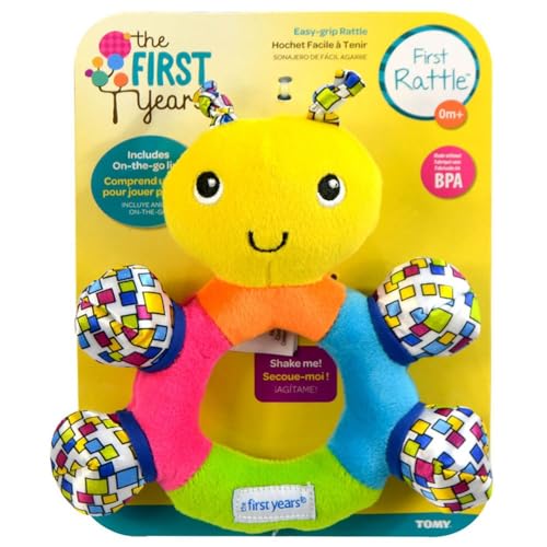 The First Years First Baby Rattle - Sensory Toys with Soft Textures and Crinkle Sounds - Infant Toys Ages 3 Months and Up