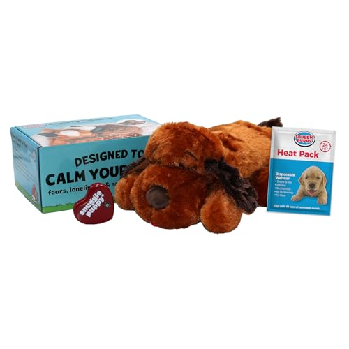 SmartPetLove Original Snuggle Puppy Heartbeat Stuffed Toy for Dogs. Pet Anxiety Relief and Calming Aid, Comfort Toy for Behavioral Training in Brown.