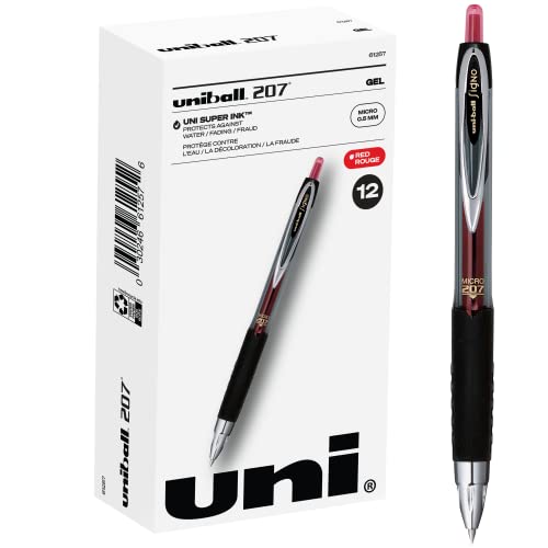 Uniball Signo 207 Gel Pen 12 Pack, 0.5mm Micro Red Pens, Gel Ink Pens | Office Supplies Sold by Uniball are Pens, Ballpoint Pen, Colored Pens, Gel Pens, Fine Point, Smooth Writing Pens