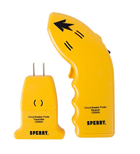 Sperry Instruments CS550A Circuit Breaker Finder, Quickly Locate AC Circuits_Fuses, Visual LED, Plug Style Transmitter_Auto-Sensing Receiver, 120V AC, Yellow