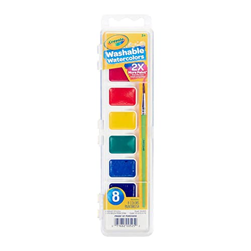 Crayola Washable Watercolors, Kids Paint Set, 8ct