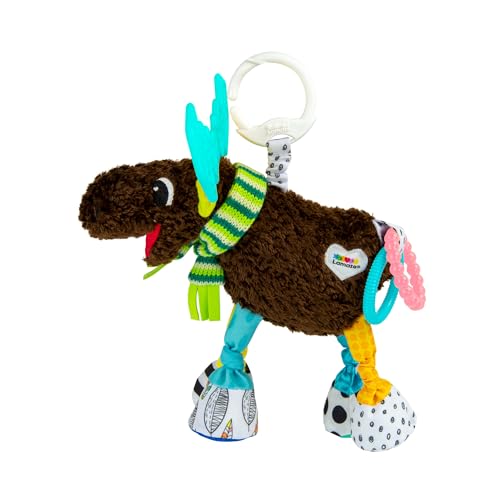 Lamaze Mortimer the Moose Clip On Car Seat and Stroller Toy - Soft Baby Hanging Toys - Baby Crinkle Toys with High Contrast Colors - Baby Travel Toys Ages 0 Months and Up