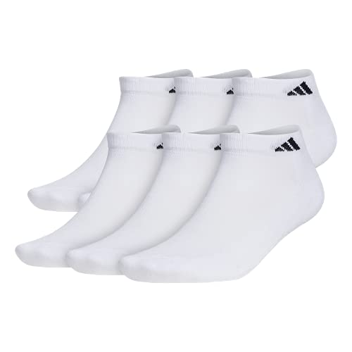 adidas mens Athletic Cushioned (6-pair) Low Cut Sock, White_Black, Large US