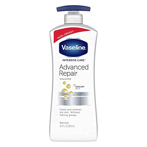 Vaseline Intensive Care Body Lotion for Dry Skin Advanced Repair Unscented Lotion Made with Ultra-Hydrating Lipids and Vaseline Jelly That Repairs Extremely Dry Skin 20.3 oz