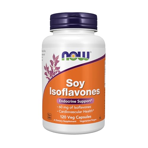 NOW Supplements, Soy Isoflavones, 60 mg (Plant Compounds Particularly Concentrated in Soybeans, like Genistein, Daidzein and Glycitein), 120 Veg Capsules