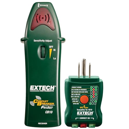 Extech - 1218G94EA - CB10 Circuit Breaker Finder, Locates fuses_breakers, Tests receptacles and GFCI circuits, Green,Red