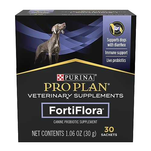 Purina FortiFlora Probiotics for Dogs, Pro Plan Veterinary Supplements Powder Probiotic Dog Supplement – 30 ct. box