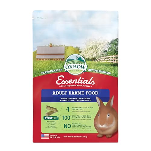 Oxbow Essentials Adult Rabbit Food - All Natural Adult Rabbit Pellets - Veterinarian Recommended- No Seeds, Fruits, or Artificial Ingredients- All Natural Vitamins & Minerals- Made in the USA- 10 lb.