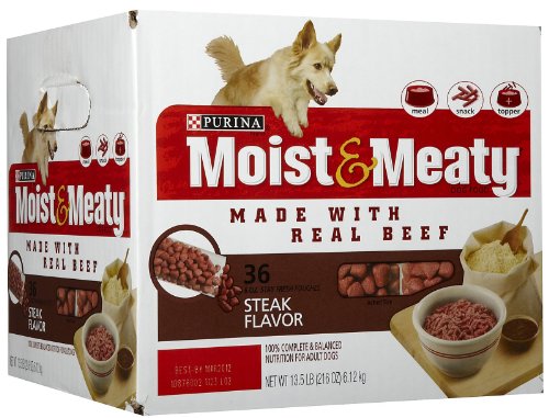 Purina Moist and Meaty Steak Flavor Soft Dog Food Pouches - 36 ct. Pouch