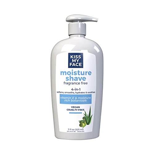 Kiss My Face Moisture Shave 11oz Fragrance Free 4-in-1 Pump, 11 Fl Oz (Pack of 6)