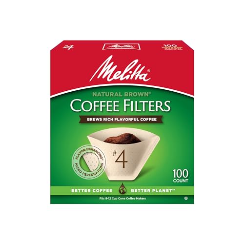 Melitta #4 Cone Coffee Filters, Unbleached Natural Brown, 100 Count (Pack of 6) 600 Total Filters Count - Packaging May Vary