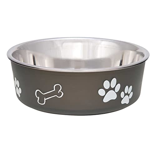 Loving Pets - Bella Bowls - Dog Food Water Bowl No Tip Stainless Steel Pet Bowl No Skid Spill Proof (Medium, Espresso Brown)