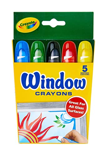 Crayola Washable Window Crayons, Glass and Window Art Supplies, Assorted Colors, 5 Count, Gift for Boys & Girls