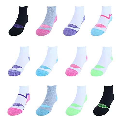 Hanes girls Cool Comfort Ankle Socks, 12-pair Pack fashion liner socks, Assorted, Medium US