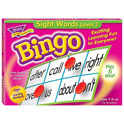 Trend Enterprises: Sight Words Level 2 Bingo Game, Exciting Way for Everyone to Learn, Play 6 Different Ways, Great for Classrooms and at Home, 2 to 36 Players, for Ages 5 and Up