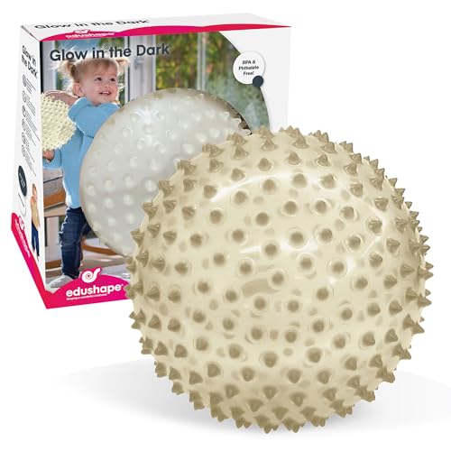 Edushape The Original Sensory Ball for Baby - 7" Glow-in-The-Dark Color Baby Ball That Helps Enhance Gross Motor Skills for Kids Aged 6 Months & Up - Vibrant, Colorful and Unique Toddler Ball