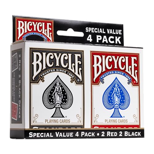 Bicycle Standard Index (Black_Red), Pack of 4