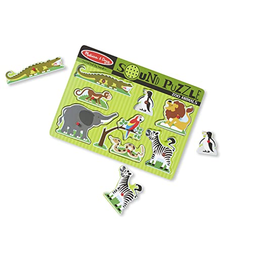 Melissa & Doug Zoo Animals Sound Puzzle - Wooden Peg Puzzle With Sound Effects (8 pcs)