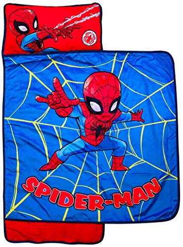 Jay Franco Marvel Spidey Action Nap Mat - Built-in Pillow and Blanket Featuring Spiderman - Super Soft Microfiber Kids