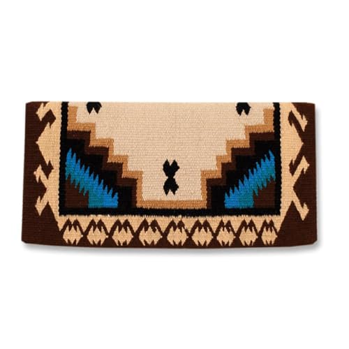 Mayatex Haymaker Saddle Blanket, Chestnut_Sheepskin_Umber_Turquoise, 38 x 34-Inch