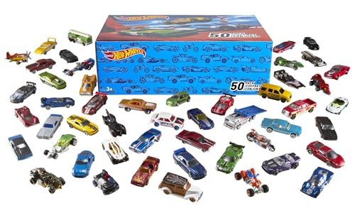 Hot Wheels Set of 50 Toy Trucks & Cars in 1:64 Scale, Individually Packaged Vehicles (Styles May Vary) (Amazon Exclusive)