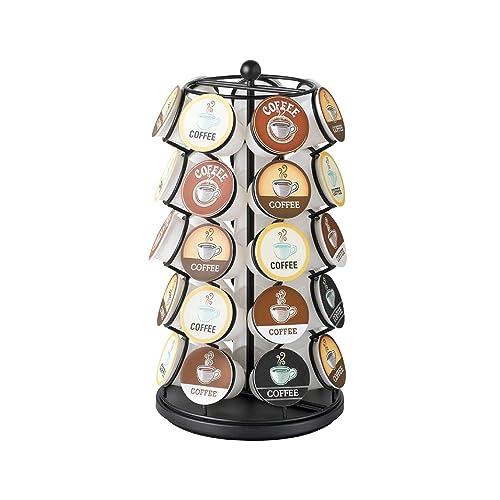 Nifty K Cup Holder – Compatible with K-Cups, Coffee Pod Carousel | 35 K Cup Holder, Spins 360-Degrees, Lazy Susan Platform, Modern Black Design, Home or Office Kitchen Counter Organizer