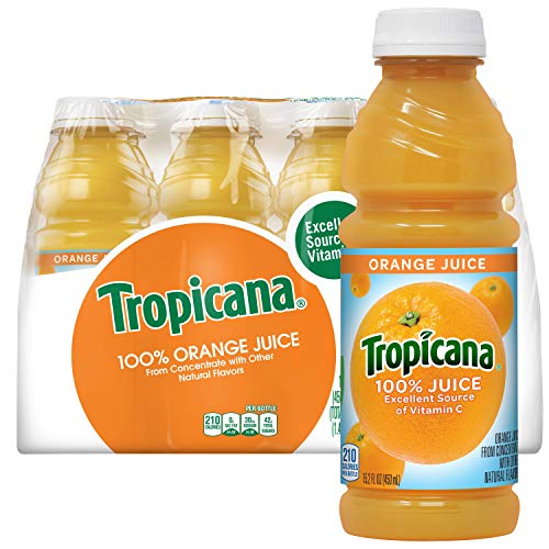 Tropicana 100zz Orange Juice, 15.2 fl oz (Pack of 12) - Real Fruit Juices, Vitamin C Rich, No Added Sugars, No Artificial Flavors