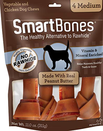 SmartBones Peanut Butter Dog Chew, Medium, 11.0 Oz , 4 pieces_pack