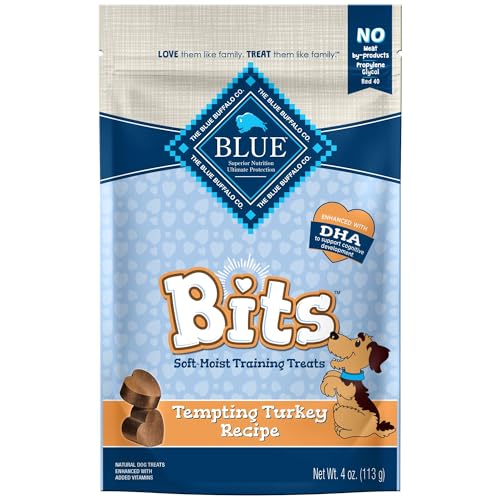 Blue Buffalo BLUE Bits Natural Soft-Moist Training Dog Treats, Turkey Recipe 4-oz Bag