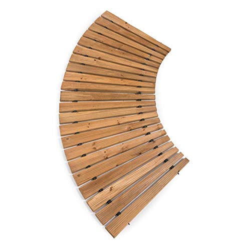 Plow & HearthCurved Hardwood Pathway, Weather-Resistant Flexible Walkway for Gardens & Borders, Easy Clean & Store, 49" L x 18" W x 0.5" H