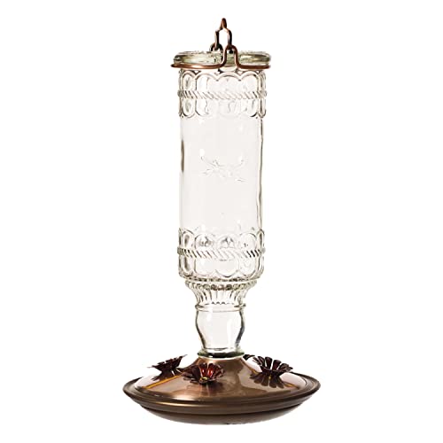 Perky-Pet 8107-1SR Antique Glass Bottle Hummingbird Feeder - Outdoor Garden Décor Hummingbird Feeder