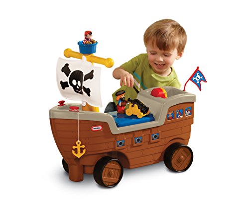 Little Tikes 2-in-1 Pirate Ship Toy - Kids Ride-On Boat with Wheels, Under Seat Storage and Playset with Figures - Interactive Ride on Toys for 1 year olds and above, Multicolor