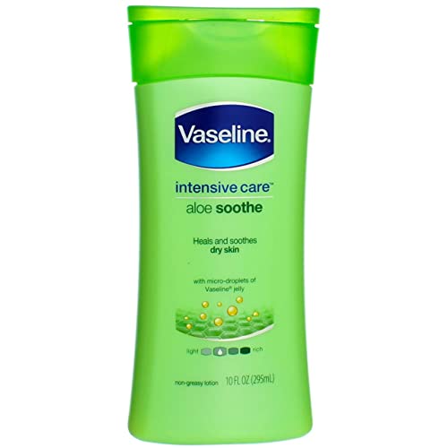 Vaseline Intensive Care Hand and Body Lotion For Dehydrated Skin Soothing Hydration Dry Skin Lotion with Aloe Vera Extract & Ultra-Hydrating Lipids 10 oz