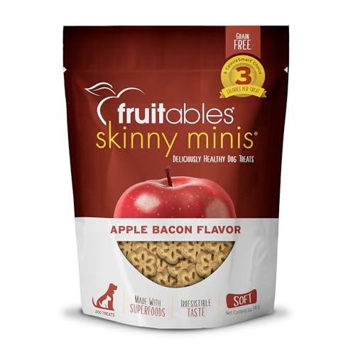 Fruitables Skinny Mini Dog Treats – Healthy Treats for Dogs – Low Calorie Training Treats – Free of Wheat, Corn and Soy – Apple Bacon – 5 Ounces