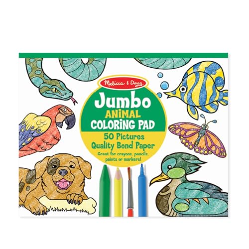 Melissa & Doug Jumbo Coloring Pad (11 x 14 inches) - Animals, 50 Pictures - Animal Coloring Book, Art Paper For Kids Painting And Drawing