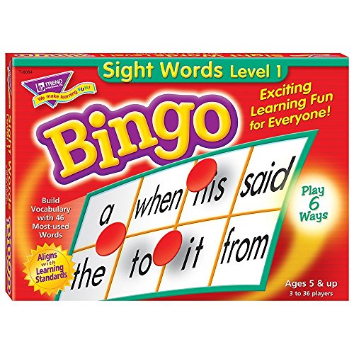 TREND ENTERPRISES: Sight Words Level 1 Bingo Game, Exciting Way for Everyone to Learn, Play 6 Different Ways, Great for Classrooms and at Home, 2 to 36 Players, for Ages 5 and Up